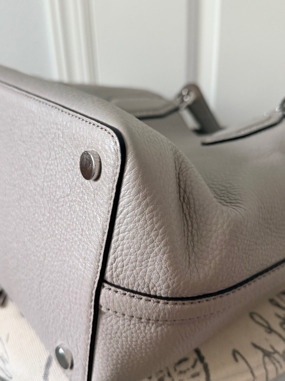 Michael Kors Taupe Pebbled Leather Shoulder Tote - Picture 10 of 13